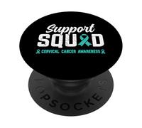 Support Squad - Sensibilisation au cancer du col de l'utérus - Guerriers de ruban bleu sarcelle PopSockets PopGrip Adhésif