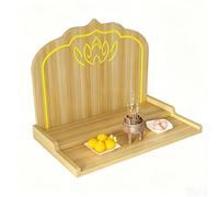 Support Statue Bouddha avec Motif Sculpté Petite Table de Méditation en Bois Grand Plateau Étagère de Bouddha Idéal pour la Décoration du Salon(Yellow,36 * 28 * 32cm)