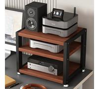 Support stéréo avec étagères en bois, étagère multimédia multi-niveaux pour équipement audio, rangement vertical pour tourne-disque et composants de divertissement