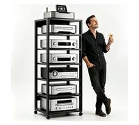 Support Stéréo Meuble Chaine HiFi Armoire De Rack Audio, Hauteur Réglable, Support Multimédia À 5/7 Niveaux avec pour Home Cinéma，Lecteur CD(Noir,7tier)