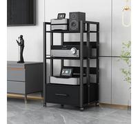 Support stéréo portable à 3 niveaux avec roulettes - Support multimédia AV élégant pour platines tournantes et stockage audio - Fourrure en bois parfaite pour les amateurs de cinéma maison et de