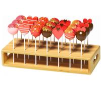 Support Sucette Avec 100 Cake Pop Sticks, Presentoir Sucette En Bambou 21 Trous, Support Pop Cake, Cakepop Holder, Bar A Sucette Pour Mariage Fête D'anniversaire Halloween Noël Décorations De Fête