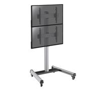 Kimex Support sur roulettes 031-1200K2 pour 2 écrans TV 40''-65'' Hauteur 175 cm Noir