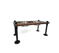 Support surélevé pour chien avec gamelles en acier inoxydable | Mangeoire surélevée pour chien | Bois de chêne avec pieds en tuyau industriel | Finition imperméable | Fait à la main aux États-Unis