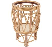 Support surélevé pour plantes en rotin tressé à la main, avec pieds tripodes stables en bois et osier, idéal pour décorer balcon, terrasse ou maison. (L)