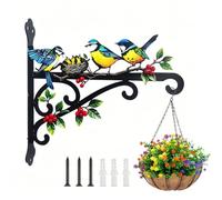 Support Suspension Coloré 3D Colibri équerre Suspension Plante en Fer Mural | Support Jardiniere Balcon,Support suspendu en fer épaissi, motif colibri 3D, charge 13,6kg, pour jardinières et déco