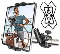 Support Tablette Bateau Métal Robuste, Support iPad Bateau Voilier Yacht | avec Bras en Aluminium, Pince Guidon Pôle Barre Tube de Vélo pour Tablettes et Téléphones de 4-13" (Avec Sangle Antichute)