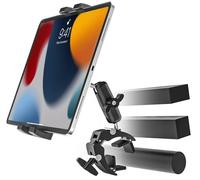 Support Tablette Guidon Trottinette Poussette Moto avec Pince Métallique | Compatible avec Différents Pôle Tubes - Porte Tablette Vélo Bateau pour iPad, Galaxy Tab, Kindle, Fire, Téléphone, 4-13"