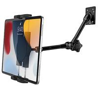 Support Tablette Mural Bras Réglable, Support Mural iPad avec Bras Articulé | Fixation Mural Métal pour Cuisine Lit Comptoir pour iPad Pro Air Mini, Switch, Galaxy Tab, Fire, Téléphone 4-12,9"