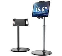 Support Tablette Réglable, SAIJI Support iPad avec Grande Base Stable, Support téléphone Bureau Angle et Hauteur Réglable Compatible avec 4,7-12,9" Iphone iPad Pro Air Mini (Noir)