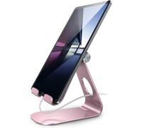 Support Tablette, Support Tablette Réglable - Porte Dock Pour 2022 Ipad Pro 9.7, 10.5, 12.9, Ipad Air 2 3 4, Mini 2 3 4, Iphone, Switch, Samsung Tab, D'Autres Smartphones - Rose Gold