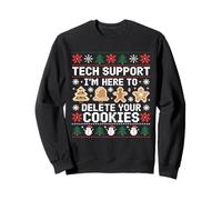 Support Technique I'm Here to Delete Your Cookies Ugly Christmas Sweatshirt