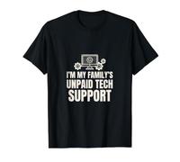 Support Technique Non payé pour Ordinateur Nerd Wi-FI Réparation Blague Geek T-Shirt Graphique avec Valeur, Homme, Noir, M
