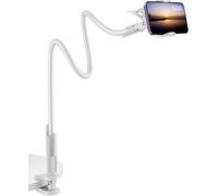 Support Téléphone À Col De Cygne, Support Telephone Portable Pour Lit, Support De Bras Paresseux 360 Pour Téléphones Compatible Avec Iphone, Samsung, Appareils À Écran De 4"" À 7"" (Blanc)