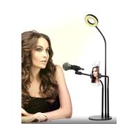 Support Téléphone avec Selfie Ring Light,Bras Flexible 360 Degrés (Mic,Téléphone NON Inclus)
