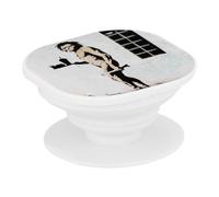 Support Téléphone Extensible - Banksy Cro Magnon Fast Food Graffiti Street Art - Poignée Grip de Maintien et Stand Vidéo pour Smartphone Compatible Tous Modèles Imprimé en France