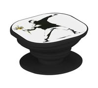 Support Téléphone Extensible - Banksy Rage The Flower Thrower Fleurs Street Art Graffiti - Poignée Grip de Maintien et Stand Vidéo pour Smartphone Compatible Tous Modèles Imprimé en France