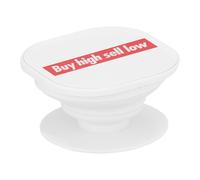 Support Téléphone Extensible - Buy High Sell Low Red Crypto Currency Trading Blockchain Finance Business Bitcoin Humour Meme - Poignée Grip de Maintien et Stand Vidéo pour Smartphone Compatible Tous