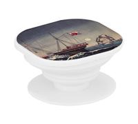 Support Téléphone Extensible - Estampe Japonaise Triptyque Bateau Vapeur Roue à Aube Art Délicat Original Vintage - Poignée Grip de Maintien et Stand Vidéo pour Smartphone Compatible Tous Modèles