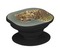Support Téléphone Extensible - Gros Plan de Leopard a l'Affut Vie Sauvage Animal - Poignée Grip de Maintien et Stand Vidéo pour Smartphone Compatible Tous Modèles Imprimé en France