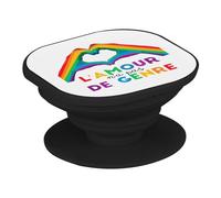 Support Téléphone Extensible - l'amour n'a Pas de Genre LGBTQ+ Gay Lesbien - Poignée Grip de Maintien et Stand Vidéo pour Smartphone Compatible Tous Modèles Imprimé en France