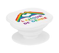 Support Téléphone Extensible - l'amour n'a Pas de Genre LGBTQ+ Gay Lesbien - Poignée Grip de Maintien et Stand Vidéo pour Smartphone Compatible Tous Modèles Imprimé en France