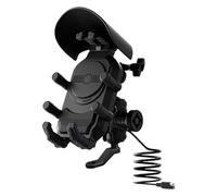 Support Téléphone Moto avec Charge Qi - Montage Guidon Robuste, Station Rapide Sans Fil | Dispositif Sécurisé pour GPS Smartphone en Route, Accessoire Outdoor Premium Résistant aux Chocs