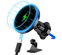 Support Téléphone Voiture, 15W Chargeur Induction Voiture Magnétique avec 18 Aimants N52, Fixation Grille Aération, Charge Rapide, Sécurité Maximale Compatible MagSafe iPhone 16/15/14/13/12