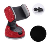 Support Téléphone Voiture Bling-Bling - Fixation Tableau de Bord & Aération - Rotation 360° - Rouge