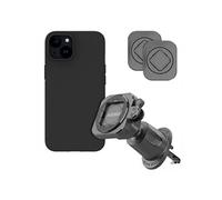 Accezz EasyLock Support de téléphone de voiture - Avec coque pour Apple iPhone 15 - Grille de ventilation - Rotation à 360 degrés - Noir