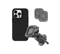 Accezz EasyLock Support de téléphone de voiture - Avec coque pour Apple iPhone 15 Pro - Grille de ventilation - Rotation à 360 degrés - Noir