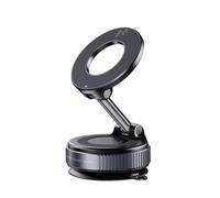 Support téléphone voiture magnétique - Aimant N52 avec base ventouse miroir, réglable trois axes, rotation 360 et fixation ABS pliable Black