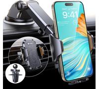Support Telephone Voiture [Ventouse Militaire 20kg] 360° Rotation Porte Telephone Voiture Grille D'aération [Clip En Métal À Double Verrou] Compatible Avec Tous Les Smartphones