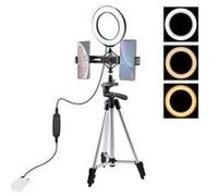 Support trépied + de diffusion en direct avec double téléphonique + 6,2 pouces 16cm anneau led vlogging vidéo kits de lumière G