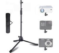 Support Trépied Portable Universel, Hauteur Réglable 83-145 cm, Boule Pivotante à 360 °, Charge de 5kg, Compatible avec 1/4'' et 3/8'', pour Caméra, Webcam, Plateau, GoPro, avec Sac de Rangement