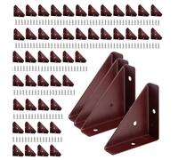 Support triangulaire, équerres d'angle, supports jonction en acier laminé à froid, avec vis, pour bord de lit de bureau, 80 pièces(Brown)