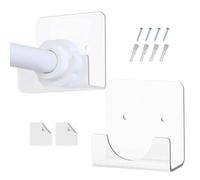 Support Tringle Rideau Autocollant - Fixation Murale Pour Barre Douche | Outil Fixation Mur Robuste | Supports Tube Penderie Retenu Invisible Buanderie | 2x Support Acrylique Adhesif