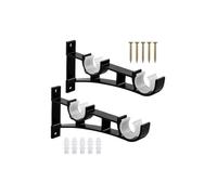 Support Tringle Rideau Double - 2 Pièces - Alliage Aluminium Robuste Noir - Fixation Murale Solide - Pour Salon Chambre