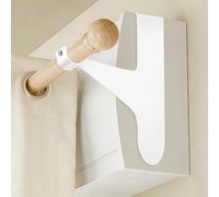 Support Tringle Rideaux sans Perçage Arrondi pour Coffre Volet Roulant, Lot de 4, Fixation Auto-adhésive, Barres 19-28 mm, Métal Résistant (Blanc, 4 Supports)