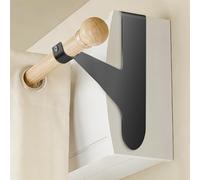 Support Tringle Rideaux sans Perçage Arrondi pour Coffre Volet Roulant, Lot de 4, Fixation Auto-adhésive, Barres 19-28 mm, Métal Résistant (Noir, 4 Supports)