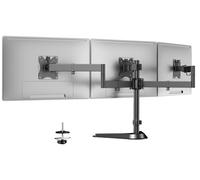 Support Triple Écran Putorsen jusqu’à 27 Pouces - Pied Bureau Lourd et Réglable pour 3 Moniteurs avec Base et Gestion de Câbles, 10 kg par Bras, Noir