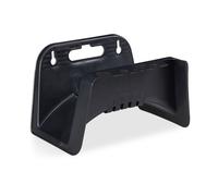 Support pour tuyau, lot de 4, mural en plastique, suspension pour tuyau d’arrosage de jardin, HlP 14 x 24 x 16 cm, noir