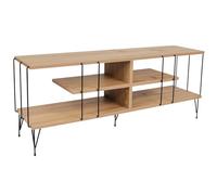 Support TV - 100 % mélamine - Épaisseur : 18 mm - Pieds en métal - Chêne