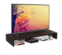 Support TV avec rehausseur pour PC, brillant, idéal pour rehausser la télévision et organiser le bureau, noir : 90 x 30 x 15 cm