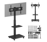 Support TV / Chariot Ergo-Office Capacité de charge 50kg / 5kg surface de rangement max. VESA 600x400 bloc multiprise intégré noir ER-304 B