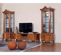Support TV classique de luxe 2x vitrine salon meubles muraux en bois