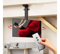 Support TV de plafond motorisé - Élévateur TV électrique avec rotation à 360° à gauche et à droite, méthodes d'installation au sol et au plafond, adapté aux téléviseurs plats et incurvés de 32 à 70(73