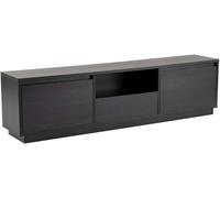 Support TV élégant et Robuste, en Bois Noir, 160 x 42 x 18 cm | Fabriqué en Panneau de Particules 100% mélamine, épaisseur : 18 mm | Parfait pour Les espaces Modernes à Domicile, Bureau et études,