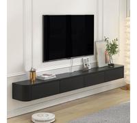 Support TV flottant avec trou de câble noir Support de rangement pour meuble TV pour salon et chambre à coucher Style simple 160 x 20 x 24 cm
