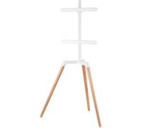 Support TV, forme chevalet de peintre - écran orientable - jusqu'à 65 pouces - Hêtre et blanc